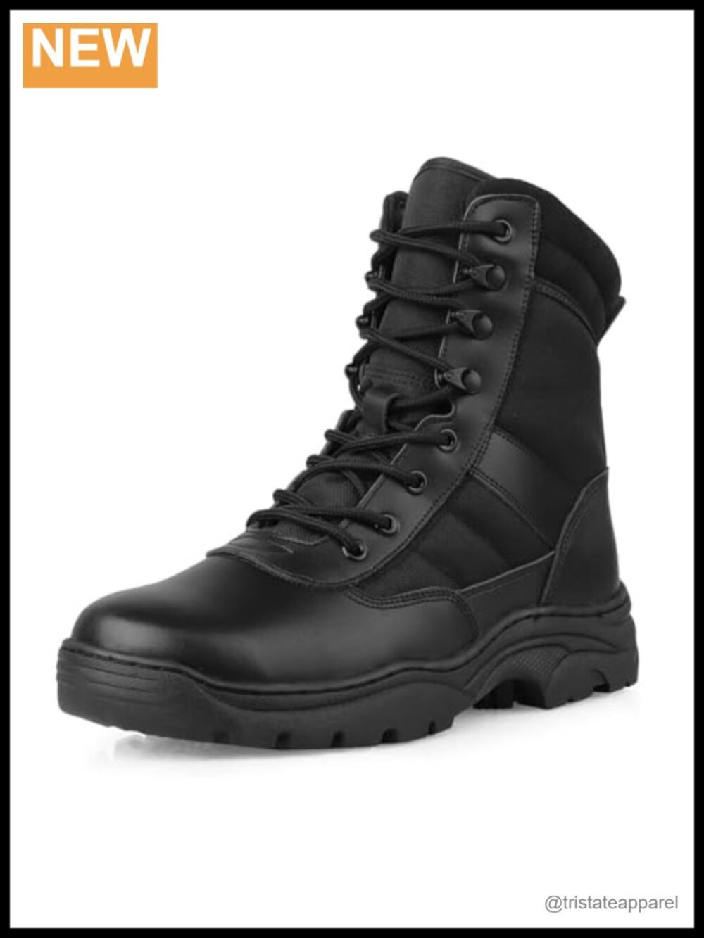 Men's 8'' Tactical Military Boots Side Zipper Water Resistant Leather Nylon